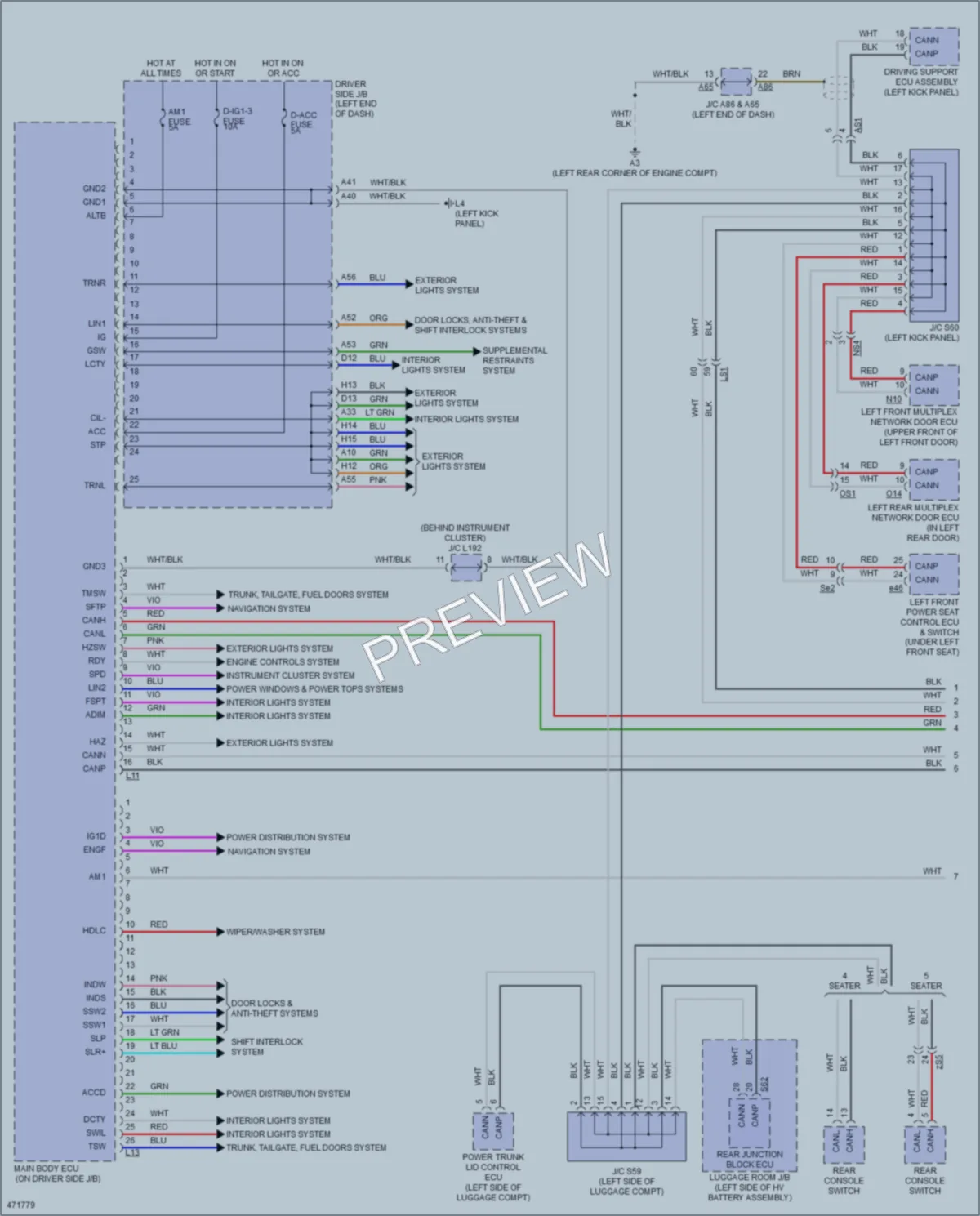 2015 Lexus LS600h Body Control Modules wiring diagram preview