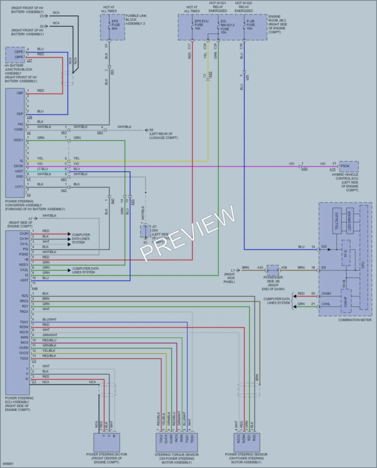 2015 Lexus LS600h Electronic Power Steering wiring diagram preview