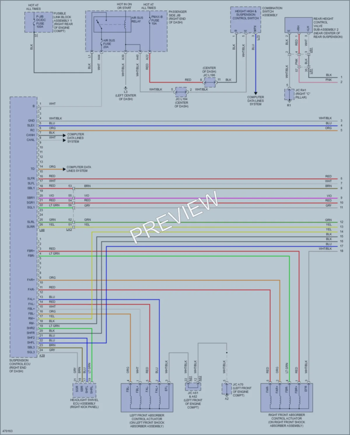 2015 Lexus LS600h Electronic Suspension wiring diagram preview
