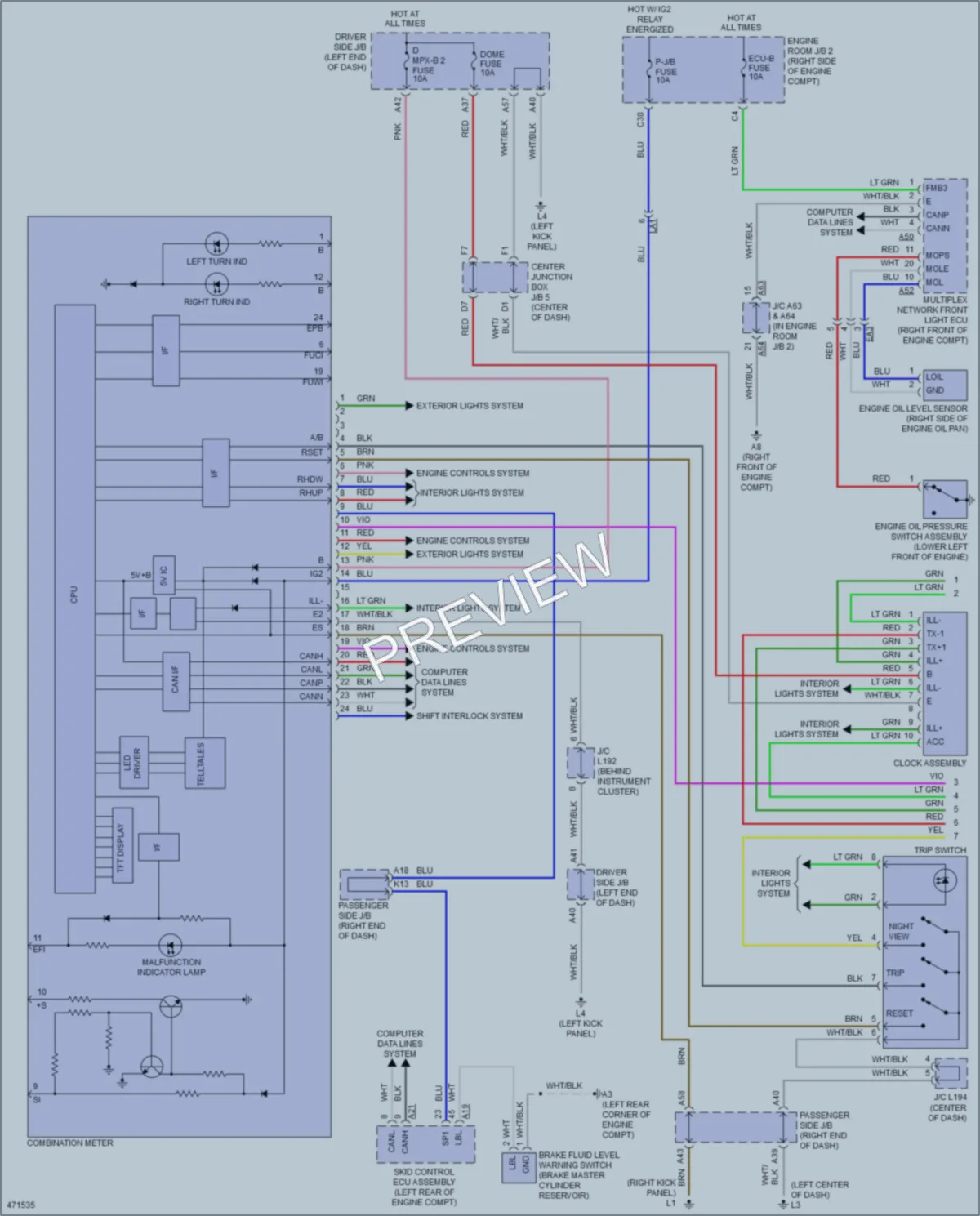 2015 Lexus LS600h Instrument Cluster wiring diagram preview