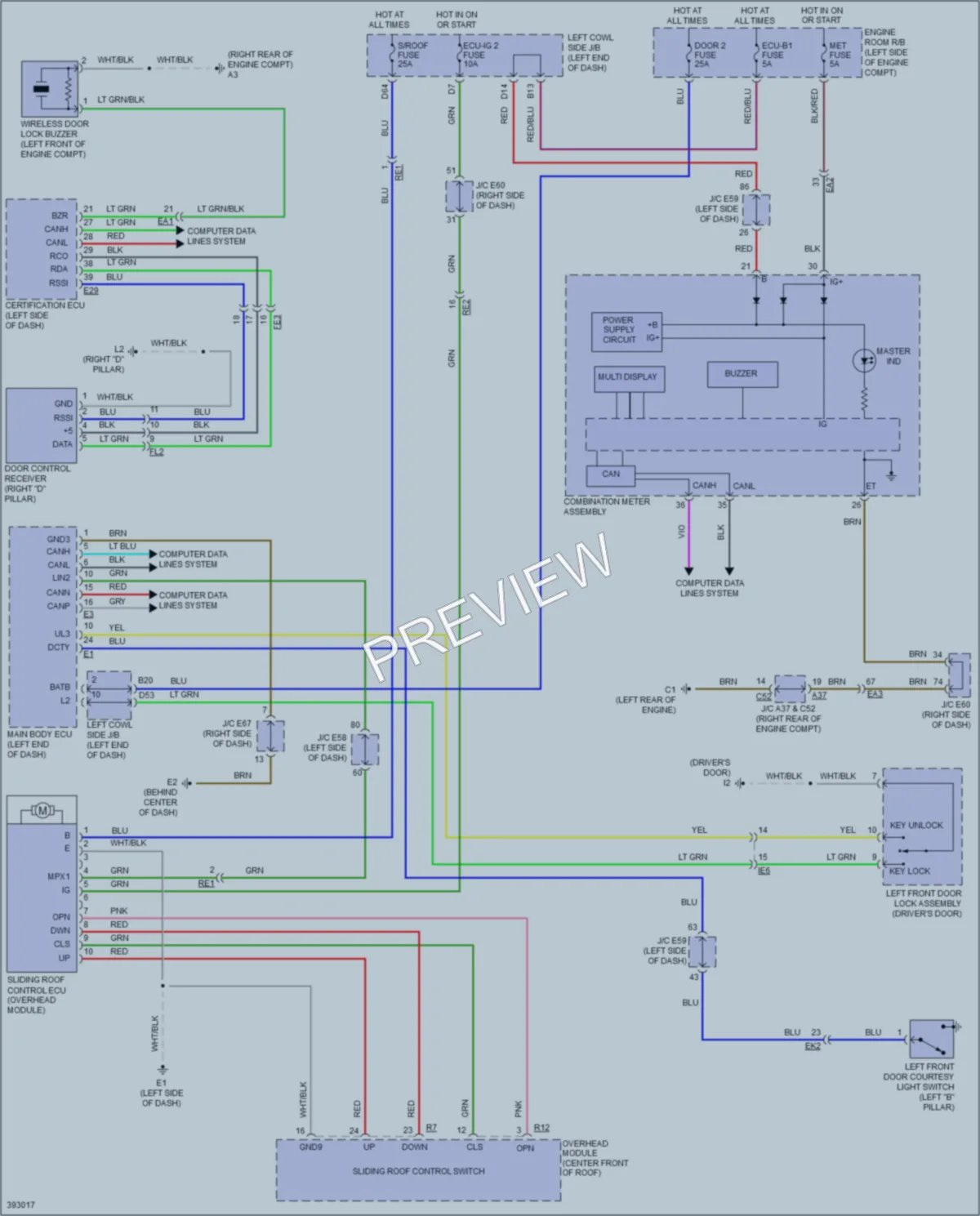 2015 Lexus LX570 Power Top Sunroof wiring diagram preview