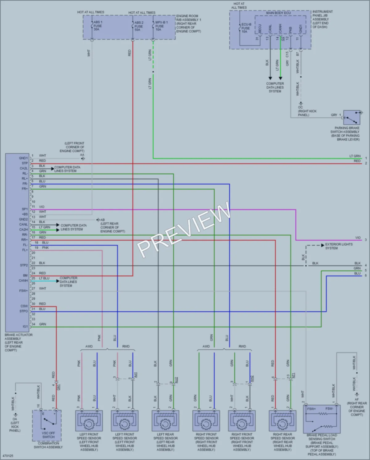 2015 Lexus RC350 Anti Lock Brakes wiring diagram preview