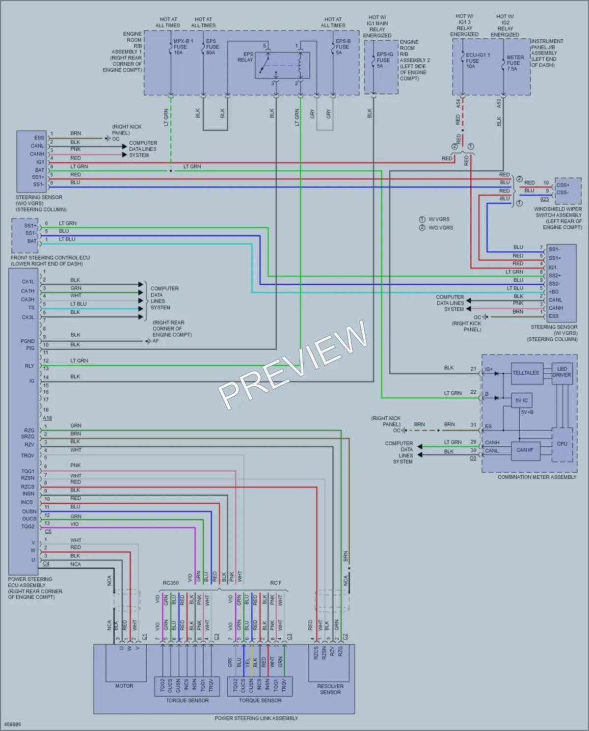 2015 Lexus RC350 Electronic Power Steering wiring diagram preview