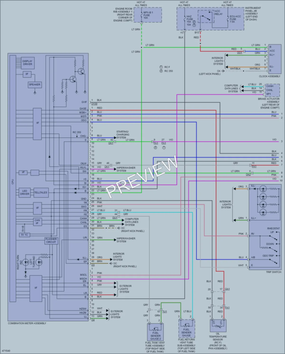 2015 Lexus RC350 Instrument Cluster wiring diagram preview