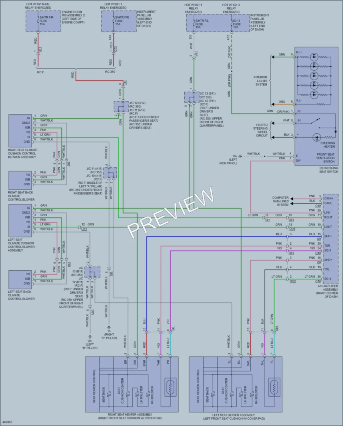 2015 Lexus RC350 Power Seats wiring diagram preview