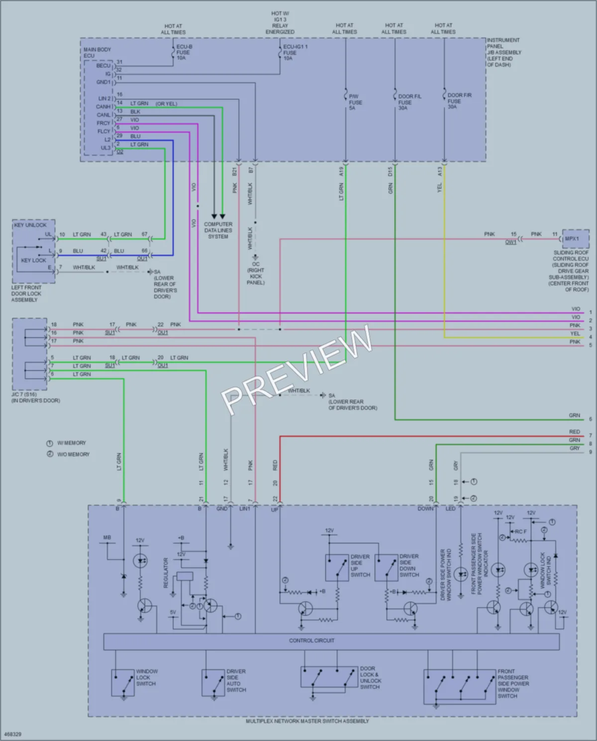 2015 Lexus RC350 Power Windows wiring diagram preview