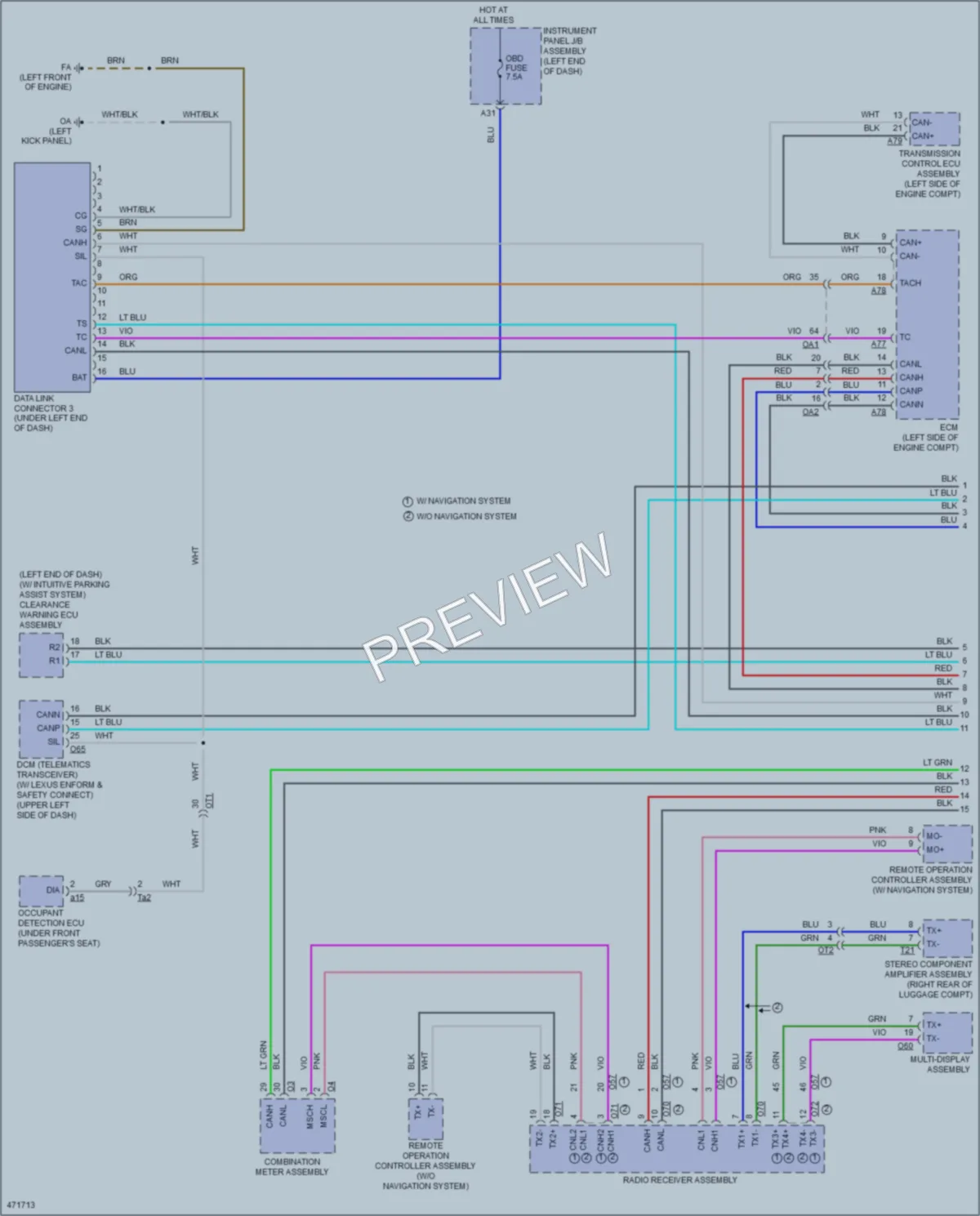 2015 Lexus RCF Computer Data Lines wiring diagram preview