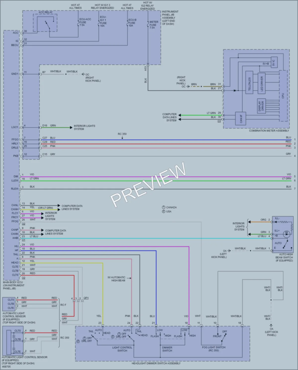 2015 Lexus RCF Headlights wiring diagram preview