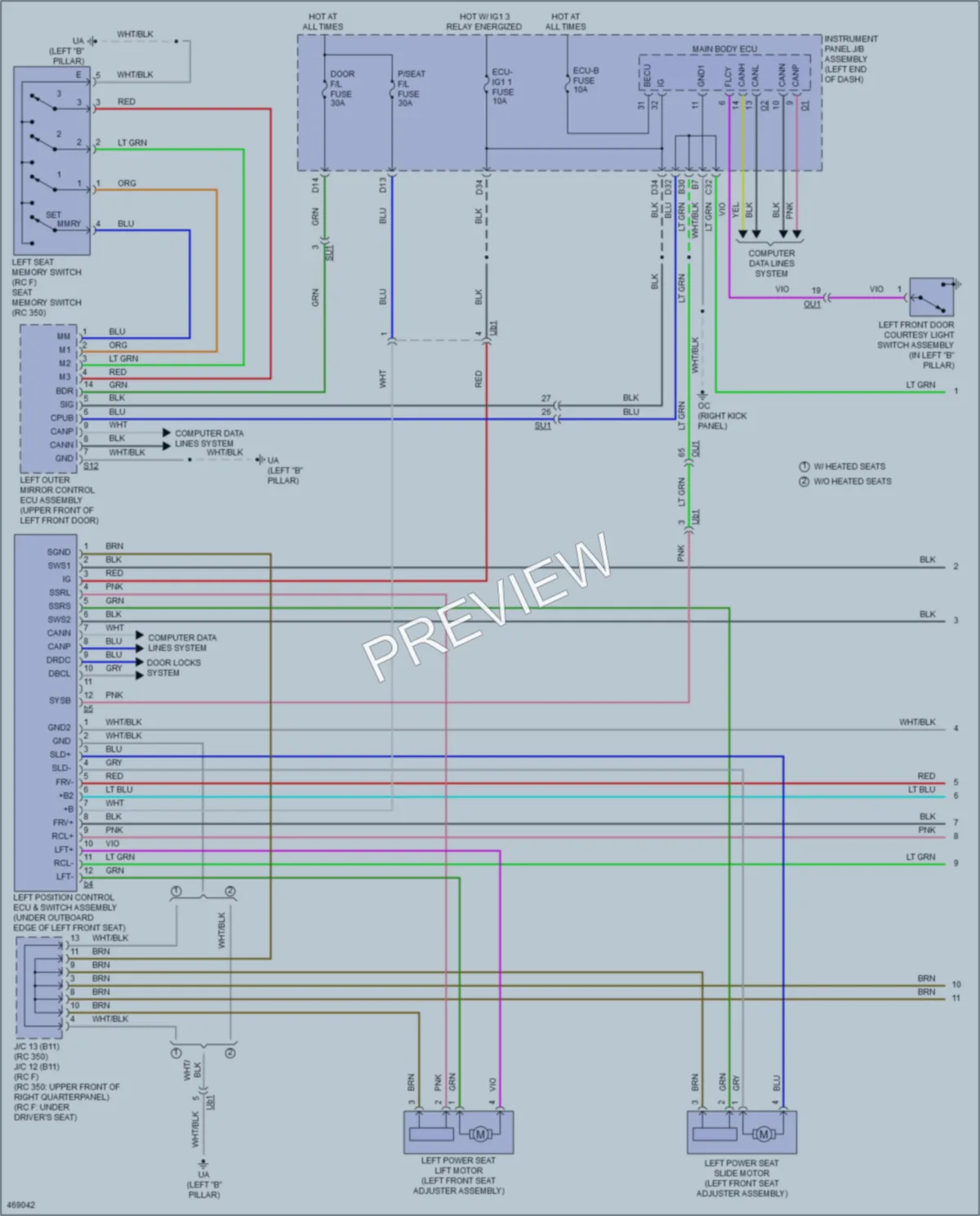 2015 Lexus RCF Memory Systems wiring diagram preview