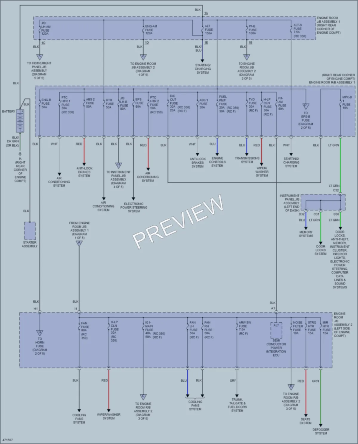 2015 Lexus RCF Power Distribution wiring diagram preview