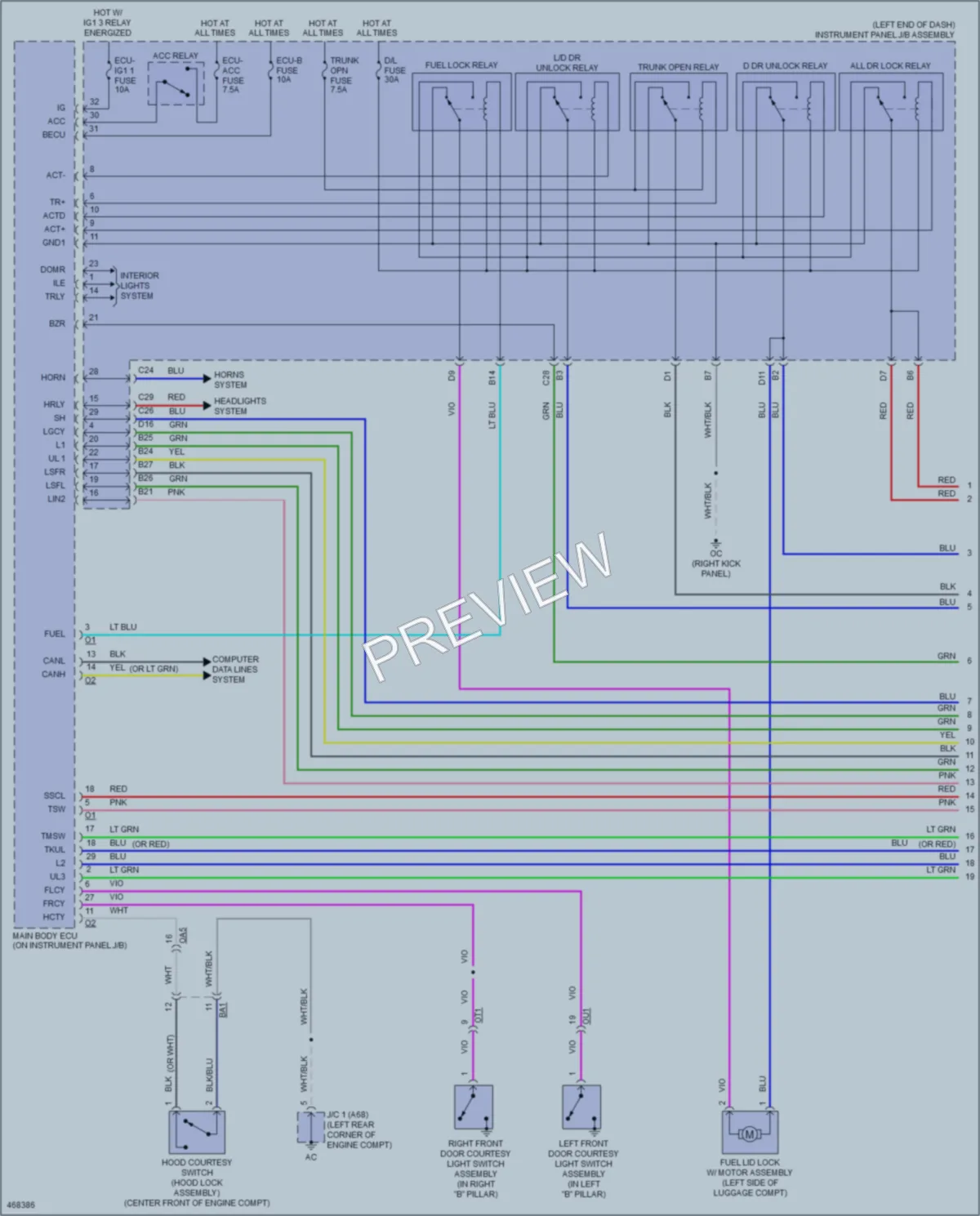 2015 Lexus RCF Power Door Locks wiring diagram preview