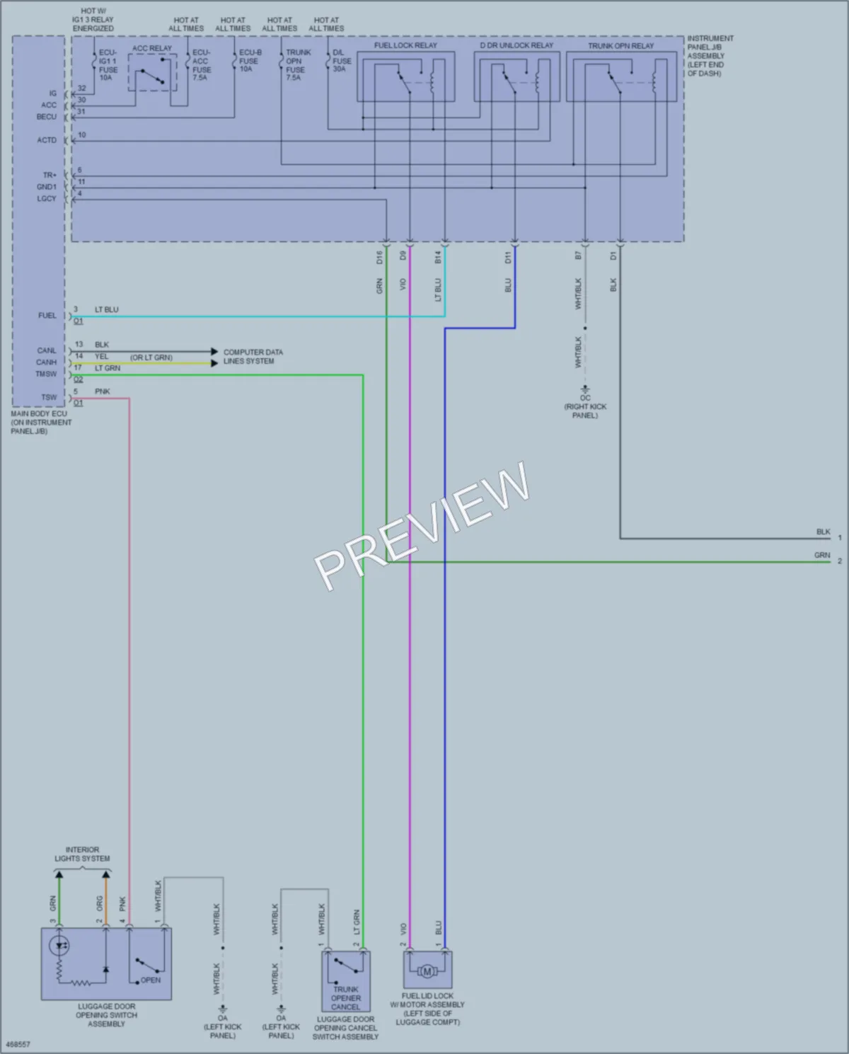 2015 Lexus RCF Trunk Tailgate Fuel Door wiring diagram preview