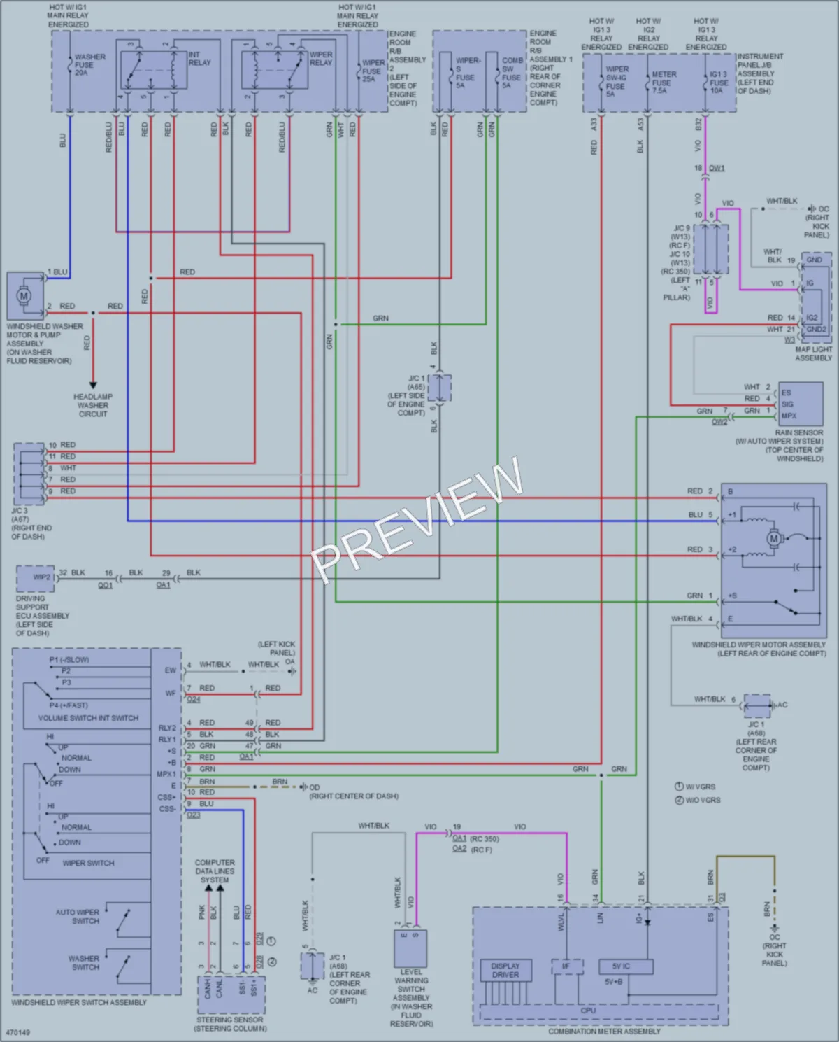 2015 Lexus RCF Wiper Washer wiring diagram preview