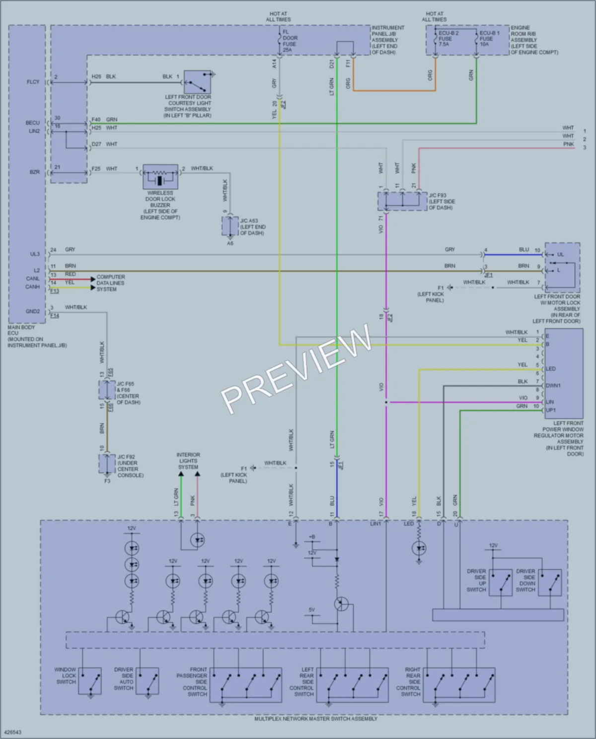 2015 Lexus RX350 Power Windows wiring diagram preview