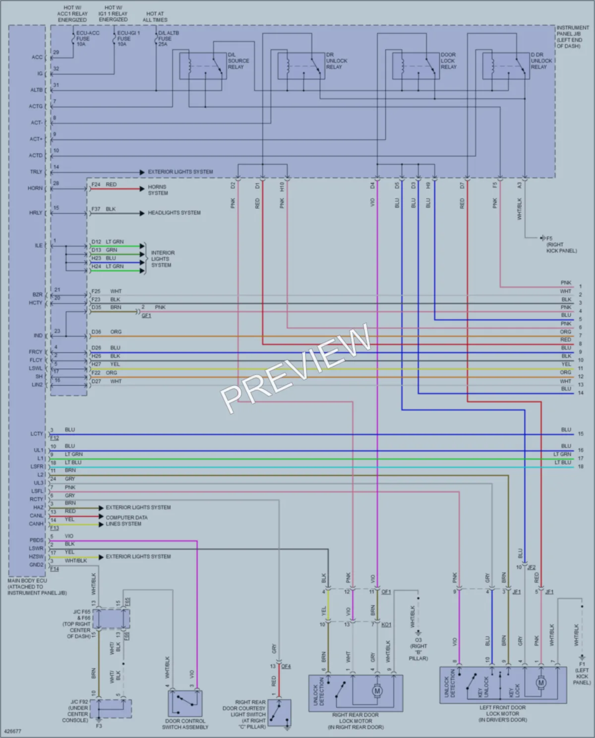 2015 Lexus RX450h Power Door Locks wiring diagram preview