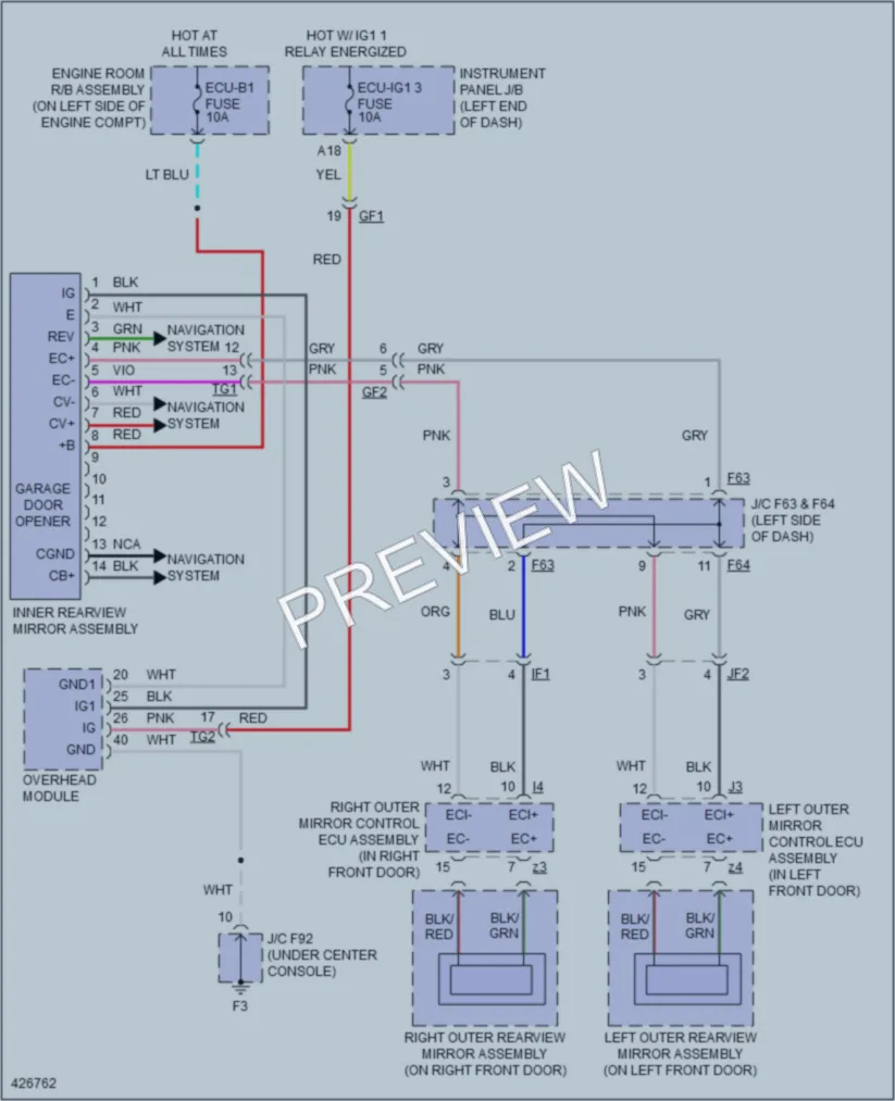 2015 Lexus RX450h Power Mirrors wiring diagram preview