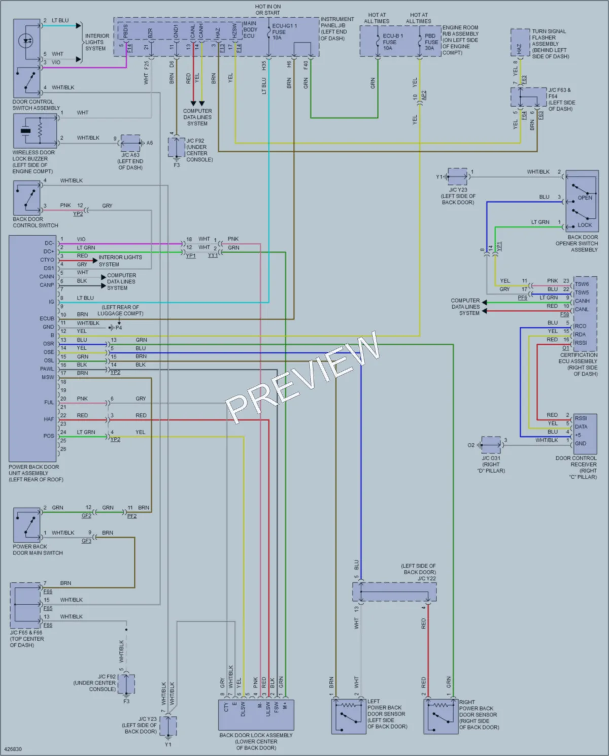 2015 Lexus RX450h Trunk Tailgate Fuel Door wiring diagram preview
