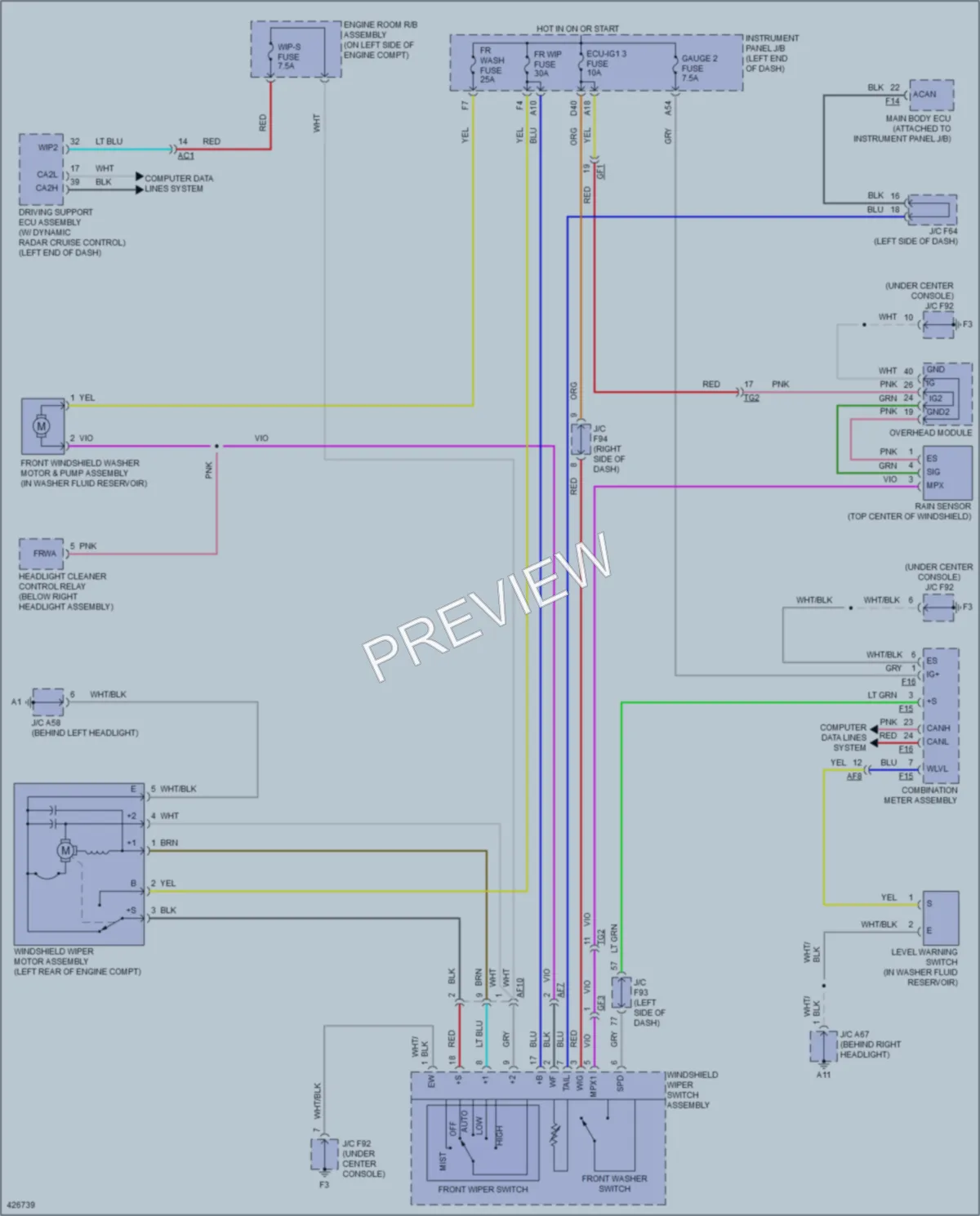 2015 Lexus RX450h Wiper Washer wiring diagram preview