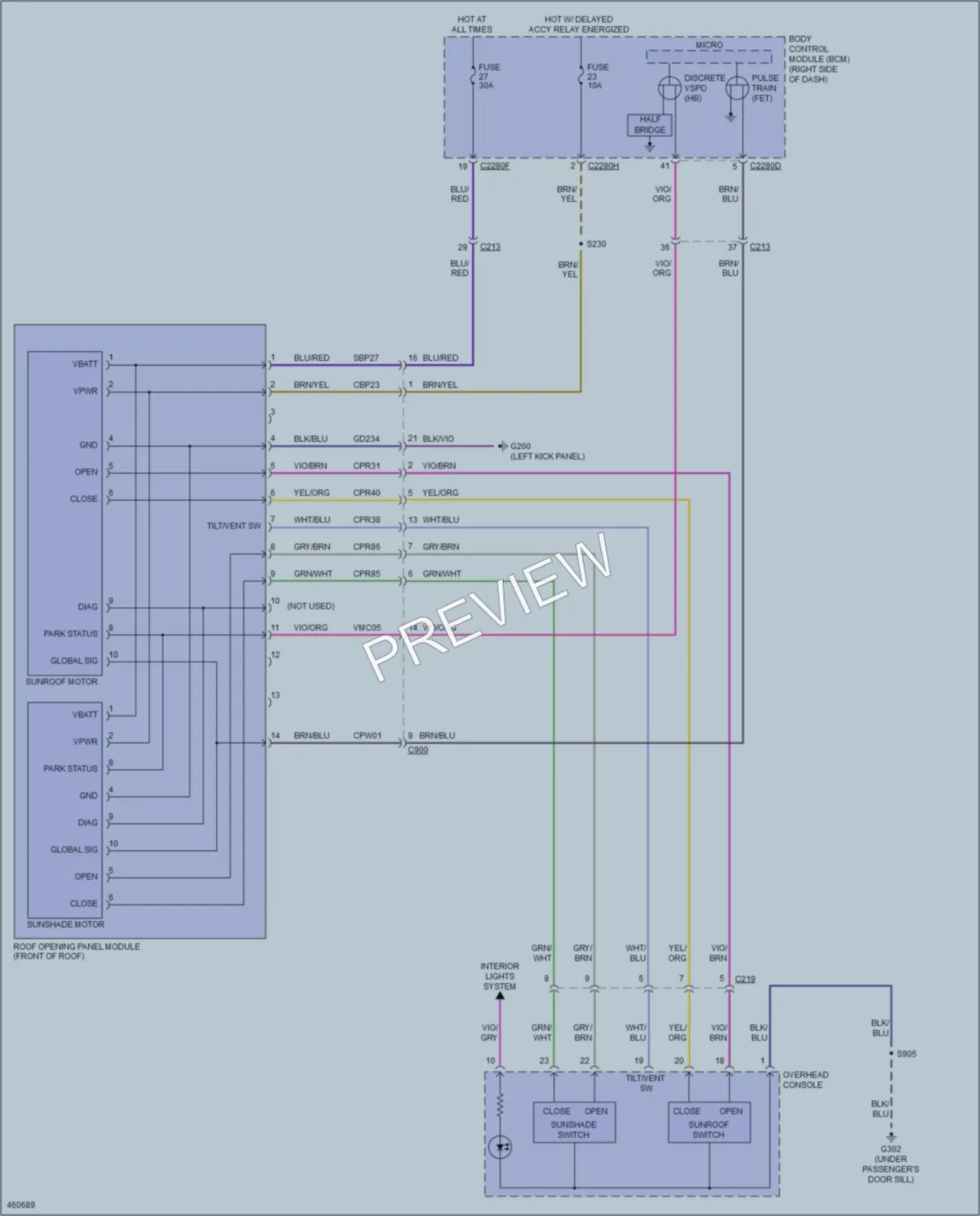 2015 Lincoln MKC Power Top Sunroof wiring diagram preview