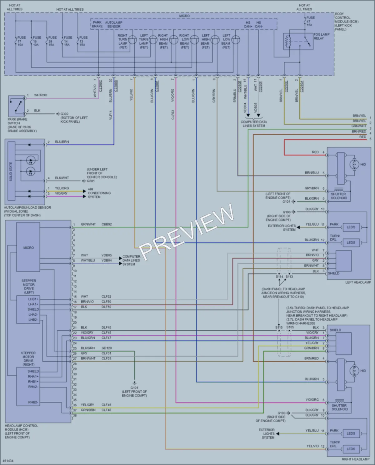 2015 Lincoln MKS Headlights wiring diagram preview