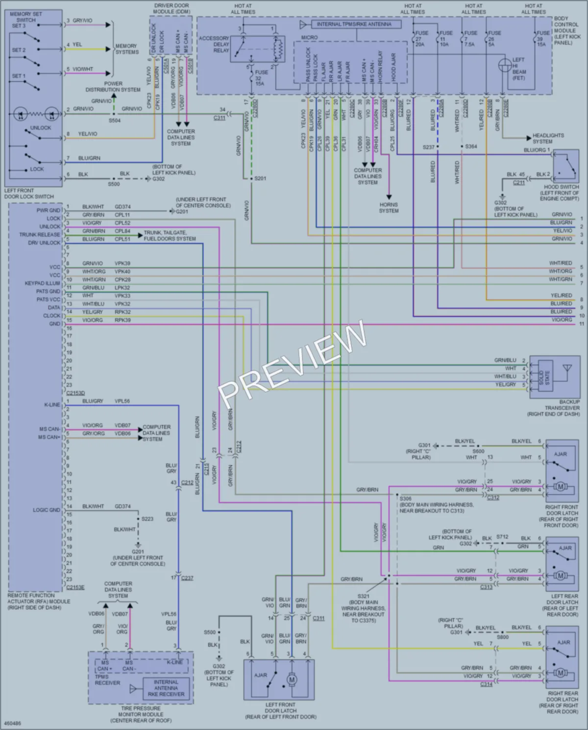2015 Lincoln MKS Power Door Locks wiring diagram preview