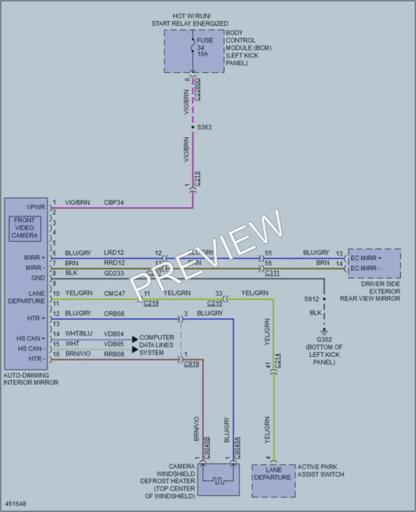 2015 Lincoln MKS Power Mirrors wiring diagram preview