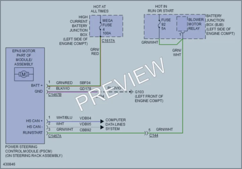 2015 Lincoln MKT Electronic Power Steering wiring diagram preview