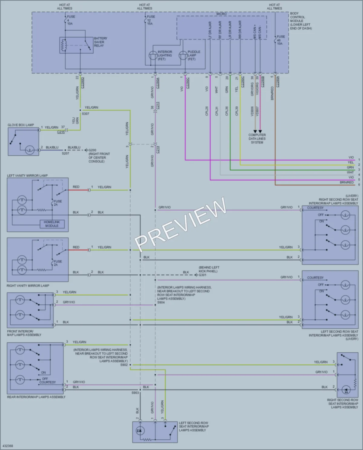 2015 Lincoln MKT Interior Lights wiring diagram preview