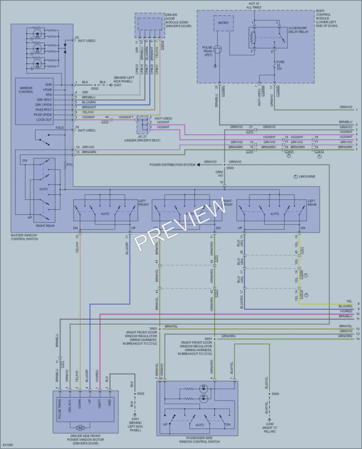 2015 Lincoln MKT Power Windows wiring diagram preview