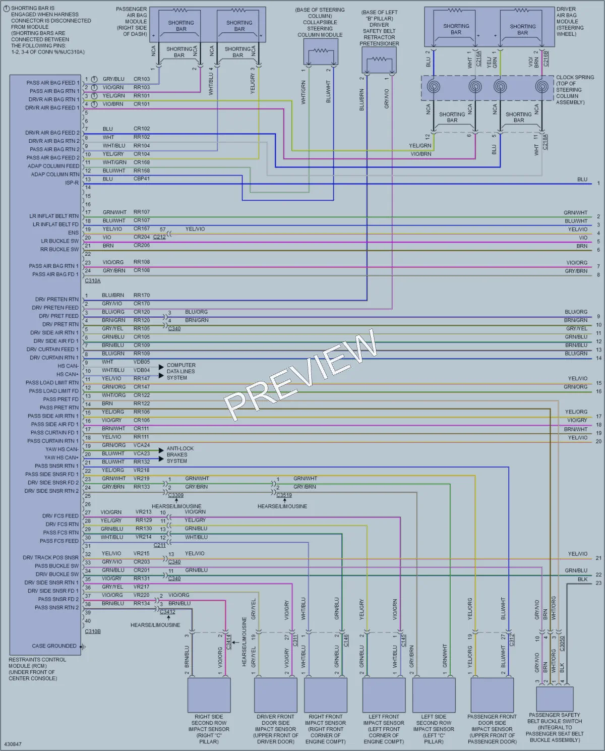 2015 Lincoln MKT Supplemental Restraints wiring diagram preview