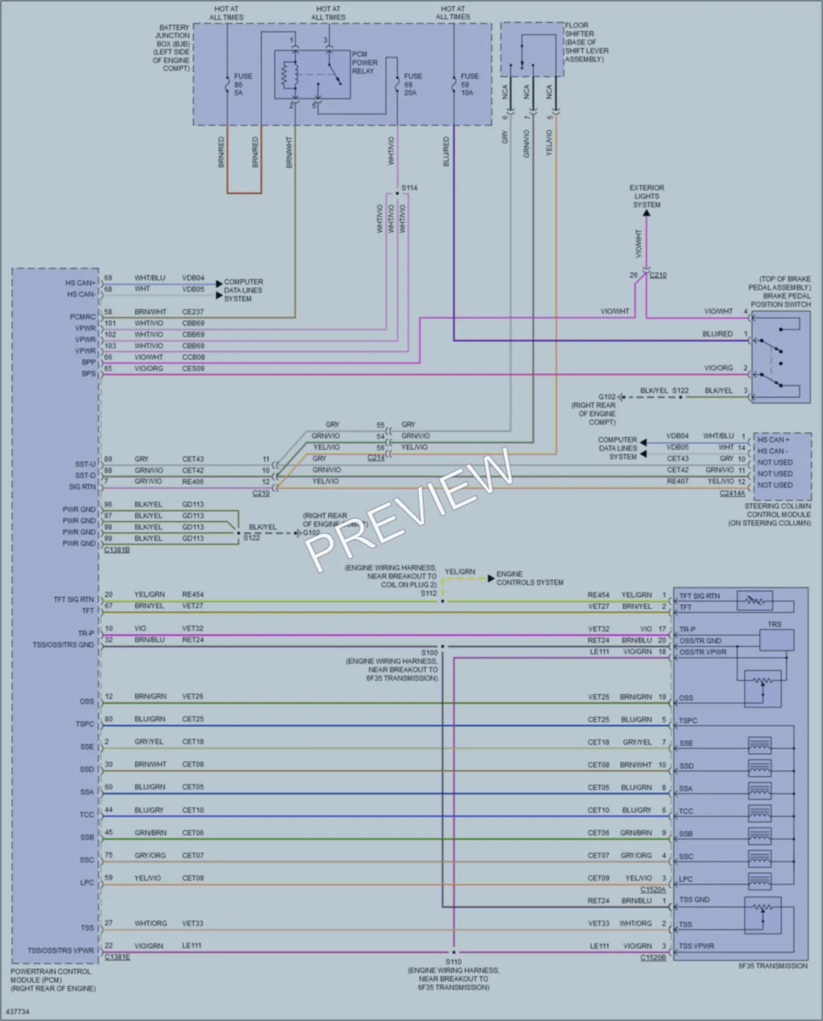 2015 Lincoln MKT Transmission wiring diagram preview