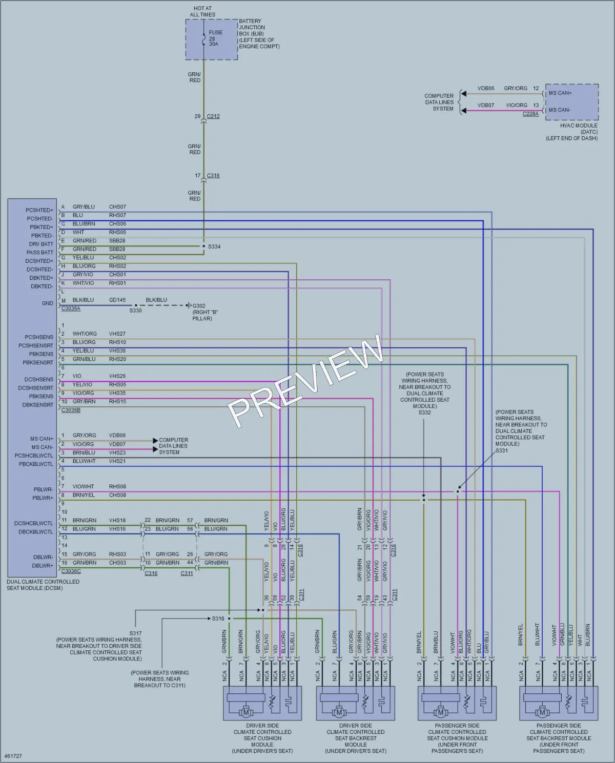 2015 Lincoln MKX Power Seats wiring diagram preview