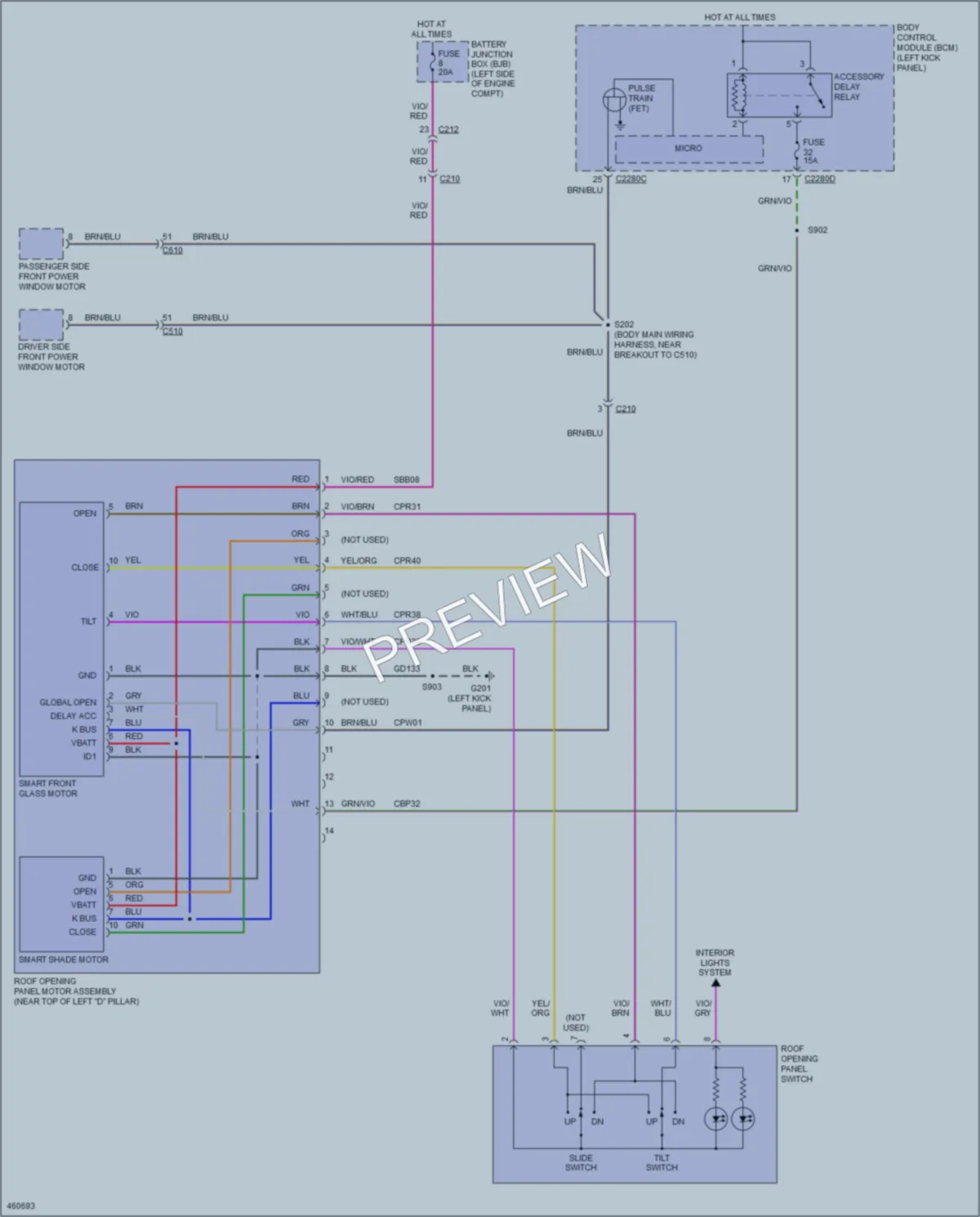 2015 Lincoln MKX Power Top Sunroof wiring diagram preview