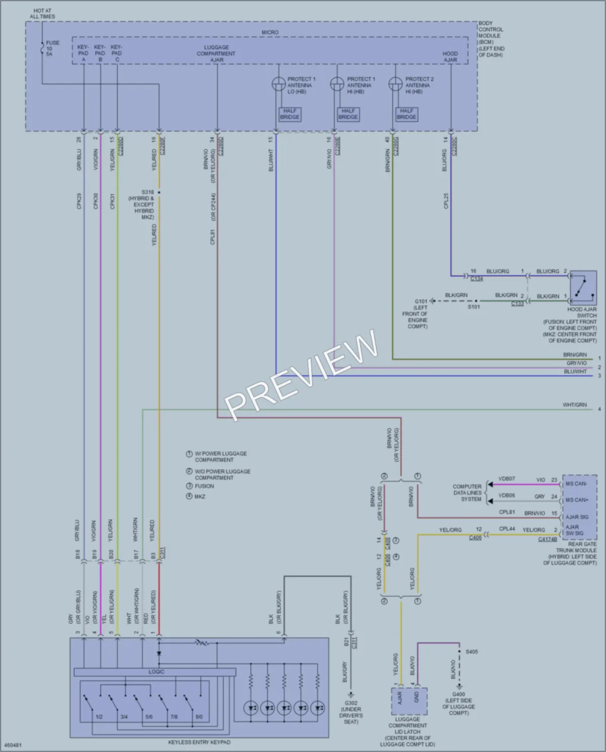 2015 Lincoln MKZ Power Door Locks wiring diagram preview