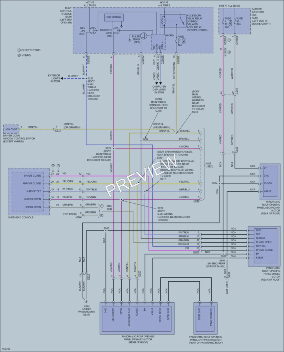 2015 Lincoln MKZ Power Top Sunroof wiring diagram preview