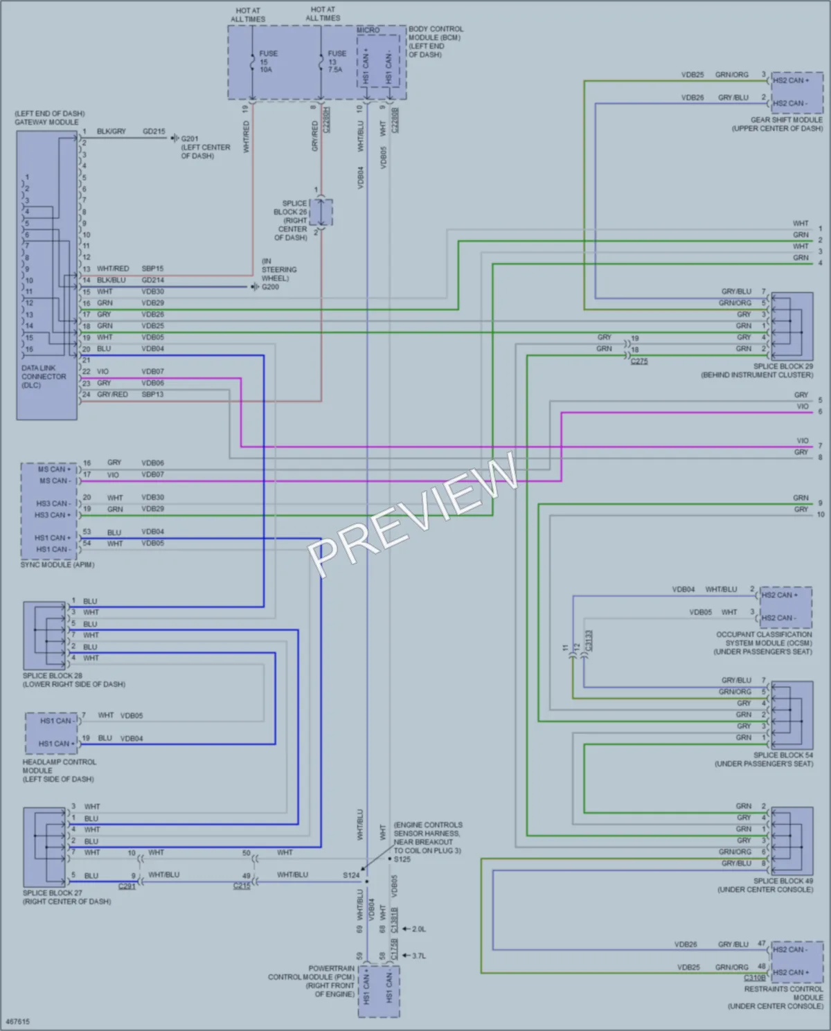 2015 Lincoln MKZHybrid Computer Data Lines wiring diagram preview