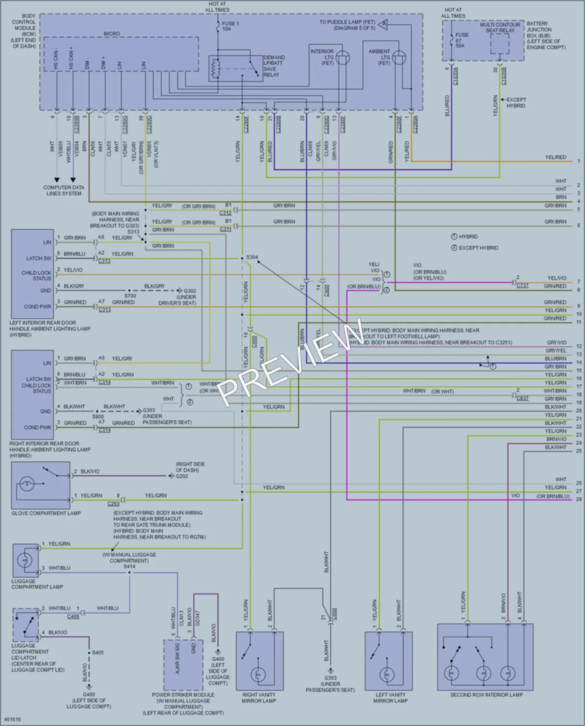 2015 Lincoln MKZHybrid Interior Lights wiring diagram preview