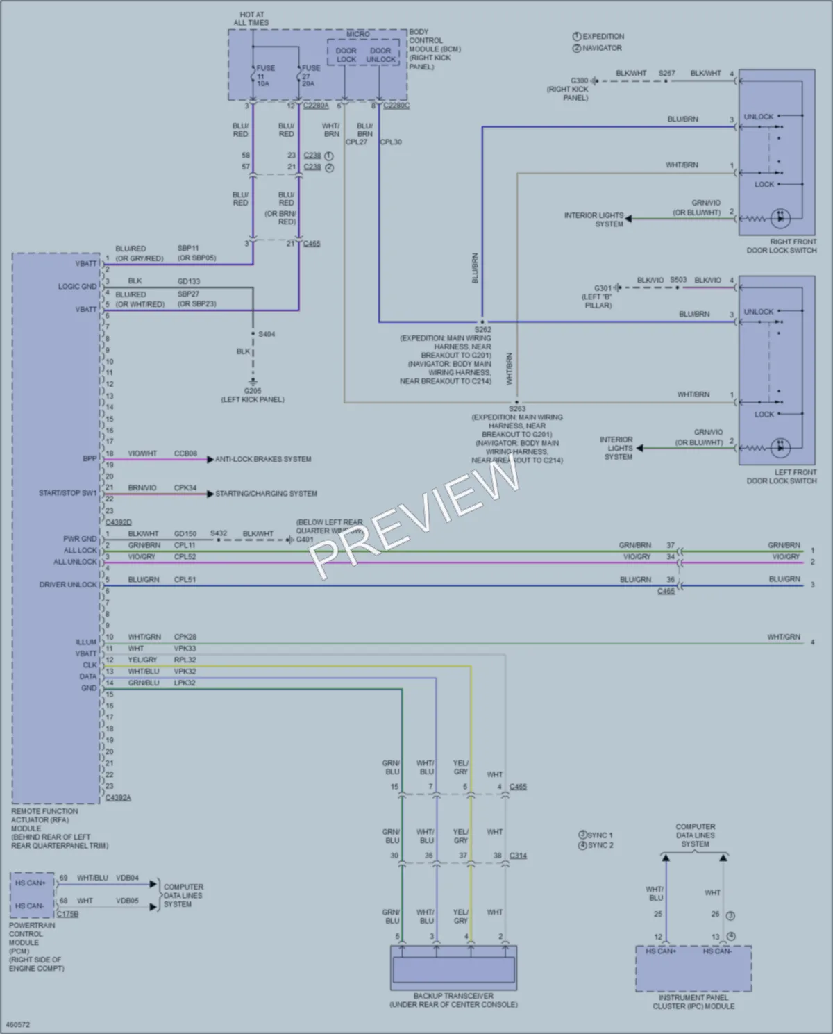 2015 Lincoln Navigator Anti Theft wiring diagram preview