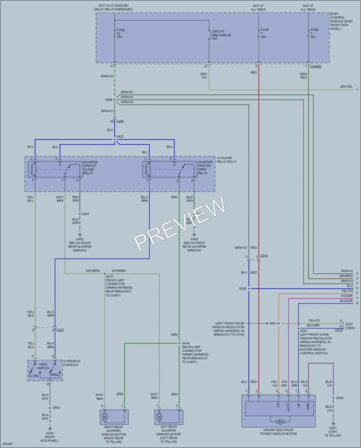 2015 Lincoln Navigator Power Windows wiring diagram preview