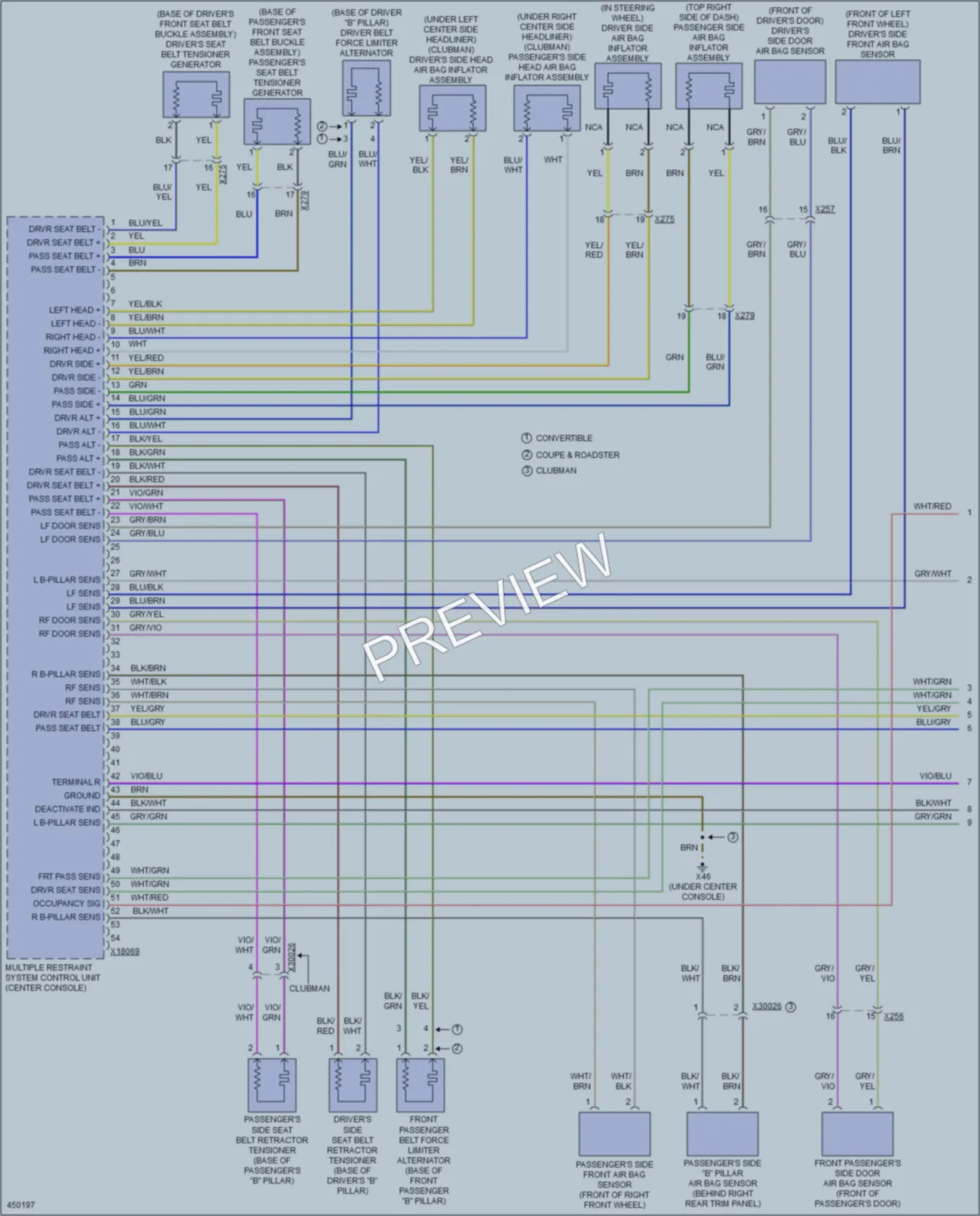 2015 MINI Cooper Supplemental Restraints wiring diagram preview