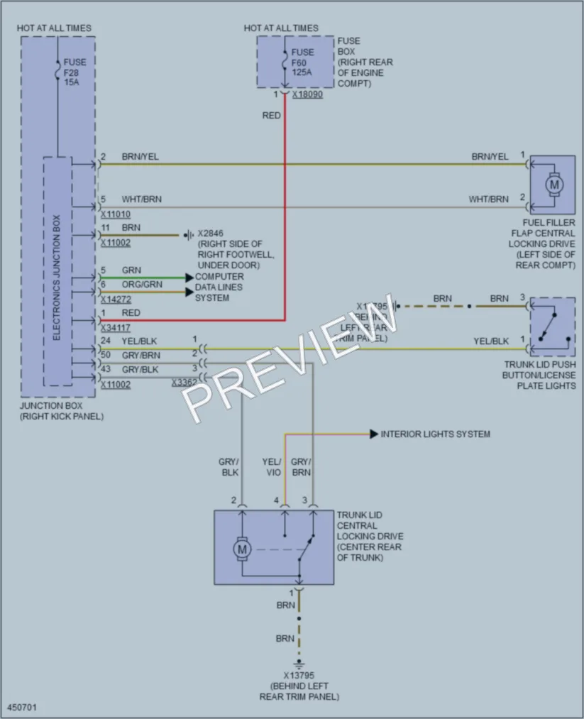 2015 MINI Cooper Trunk Tailgate Fuel Door wiring diagram preview