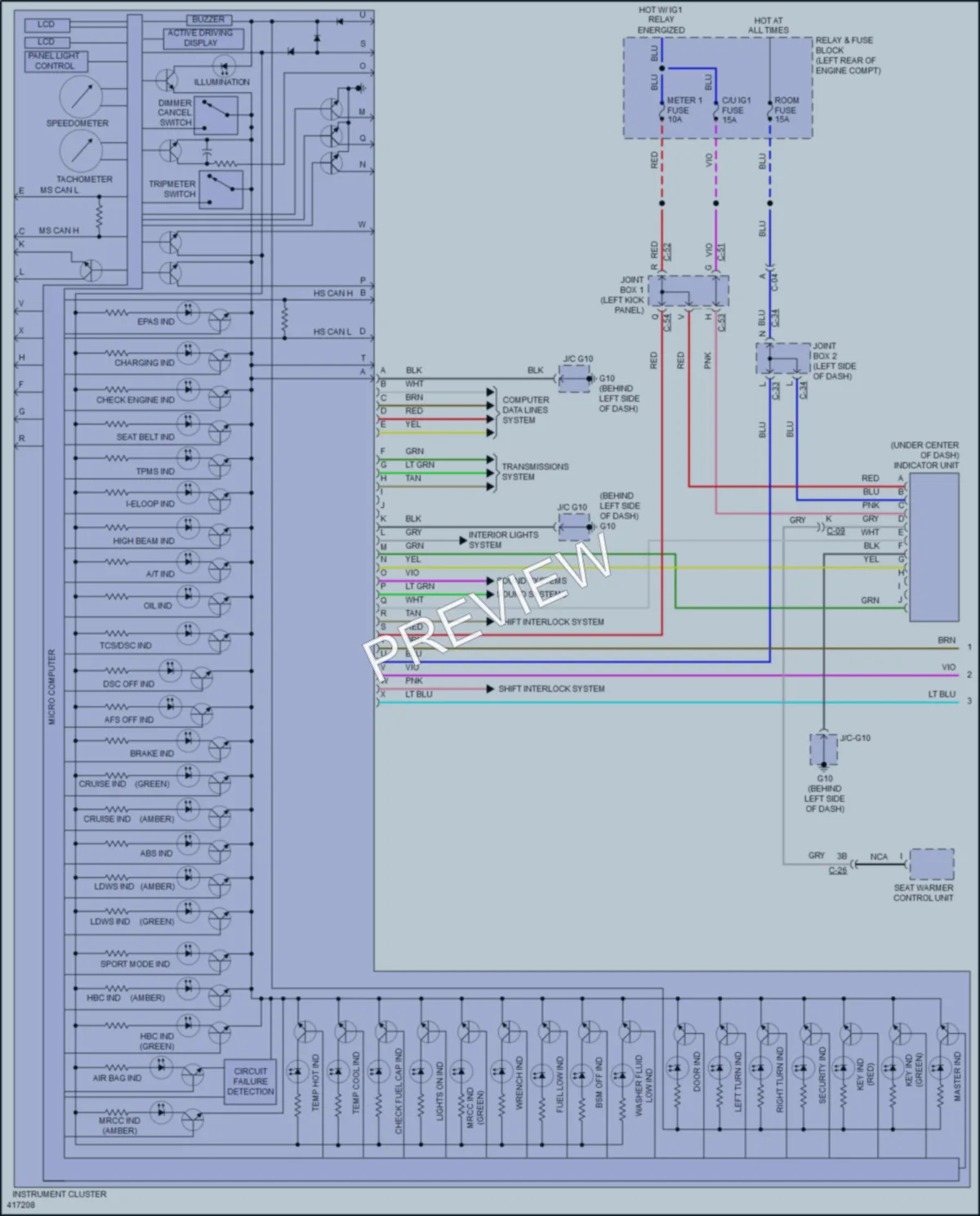 2015 Mazda 3 Instrument Cluster wiring diagram preview