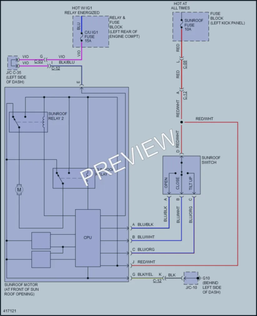 2015 Mazda 3 Power Top Sunroof wiring diagram preview
