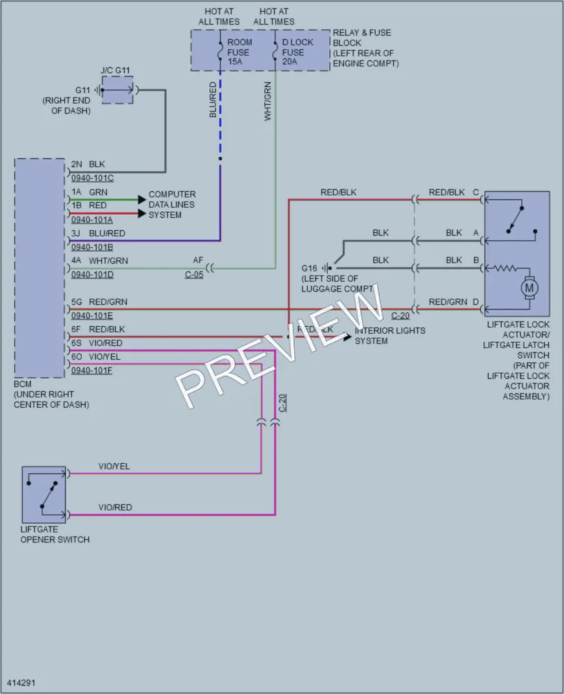 2015 Mazda 5 Trunk Tailgate Fuel Door wiring diagram preview
