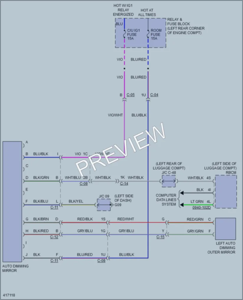 2015 Mazda 6 Power Mirrors wiring diagram preview