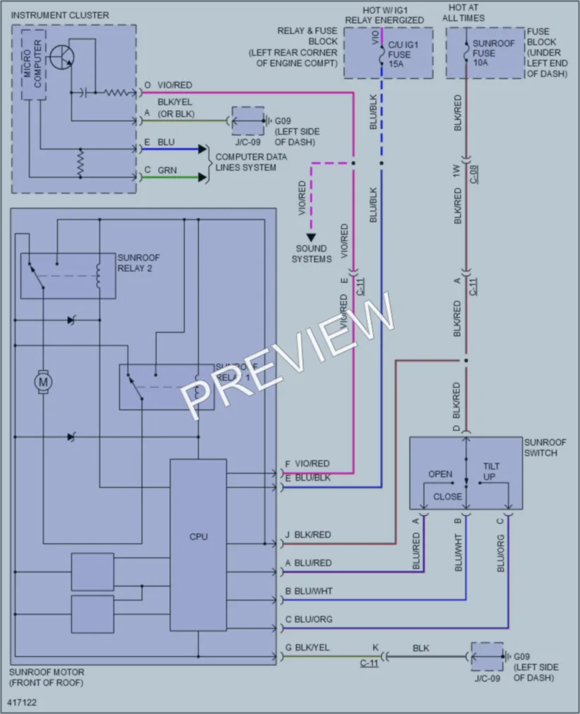 2015 Mazda 6 Power Top Sunroof wiring diagram preview
