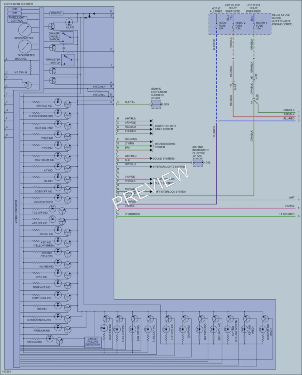 2015 Mazda CX5 Instrument Cluster wiring diagram preview