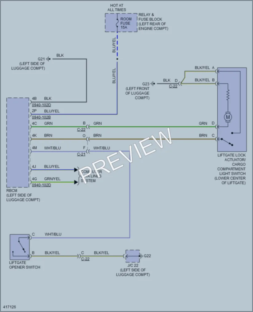 2015 Mazda CX5 Trunk Tailgate Fuel Door wiring diagram preview