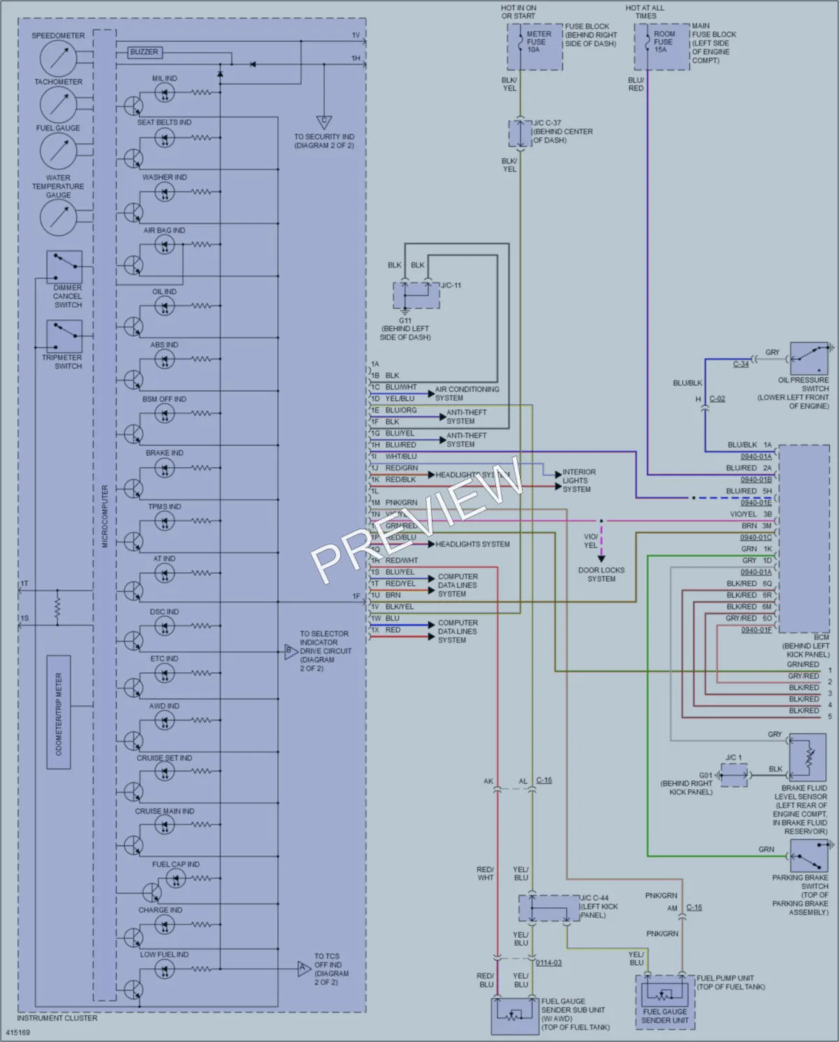 2015 Mazda CX9 Instrument Cluster wiring diagram preview