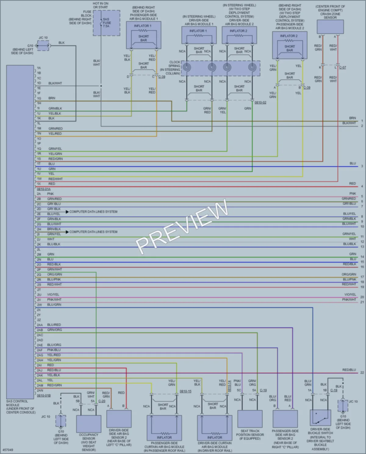 2015 Mazda CX9 Supplemental Restraints wiring diagram preview